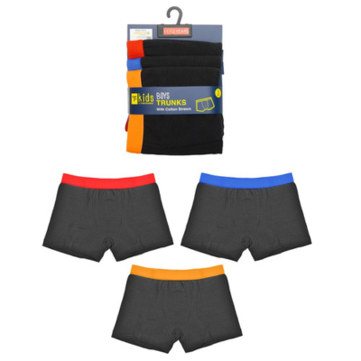 Boys Bright Waistband 3 Pack Trunks