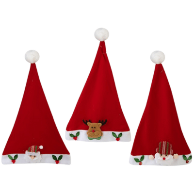 Novelty Santa Hat With 3D Decoration
