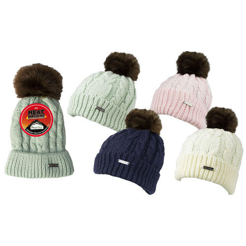 Ladies Heat Machine Pom Pom Hat Chunky Knit | Wholesale Hats ...