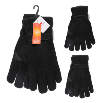 Mens Thinsulate Black Polar Fleece Gloves