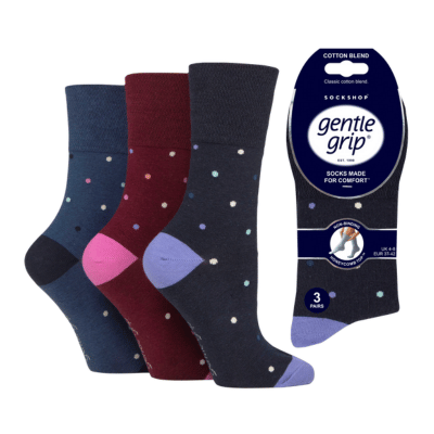 Ladies Gentle Grip Socks Eclipse Polka Dot