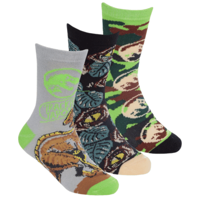 Official Jurassic World Kids 3 Pack Socks