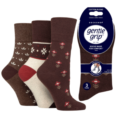 Ladies Gentle Grip Socks - Fairisle Fancy