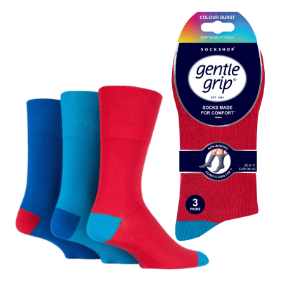 Mens Gentle Grip Socks Colourburst Royal