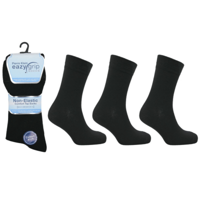 Mens Eazy Grip Non Elastic Socks Black
