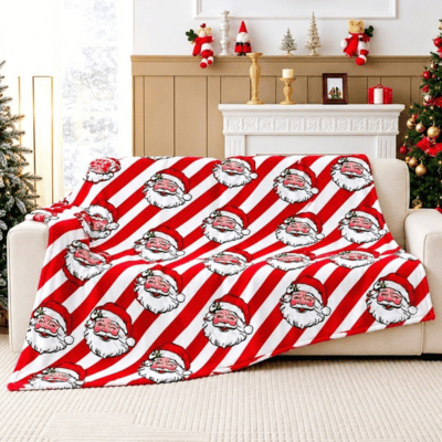 Christmas Design Flannel Throw - HoHoHo Santa 170cm x 230cm