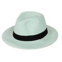 Ladies Peppermint Green Fedora With Black Ribbon Band