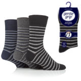 Mens Gentle Grip Socks Varied Stripe Dark