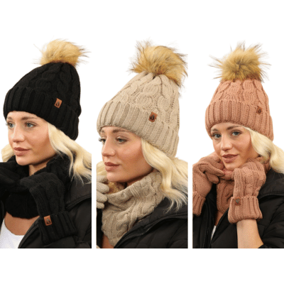 Ladies Heat Machine Cable Knit Snood With Cosy Brushed Inner