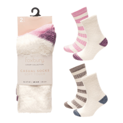 Ladies 2 Pack Soft Touch Casual Socks