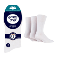 Mens Big Foot Diabetic Gentle Grip Socks White