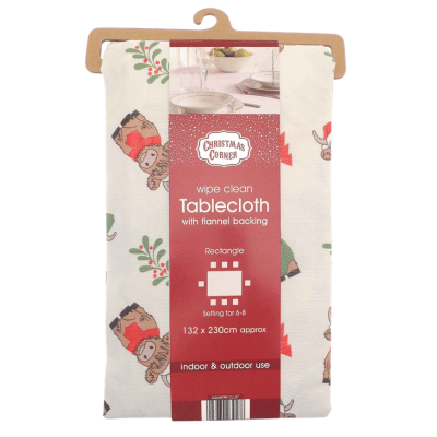 Christmas Kisses Highland Cow Design Wipe Clean Tablecloth