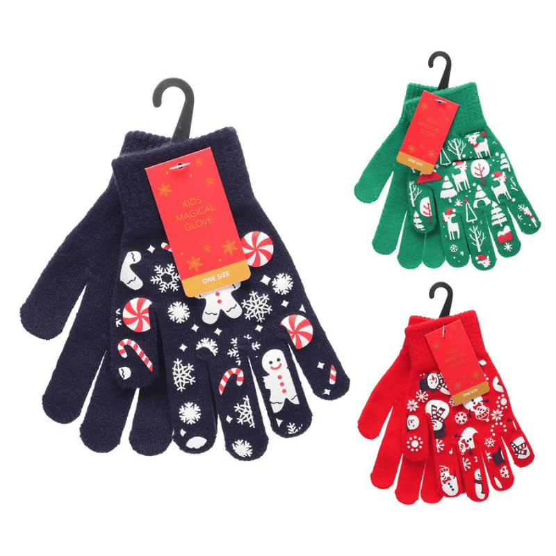 Kids Christmas Design Printed Gloves