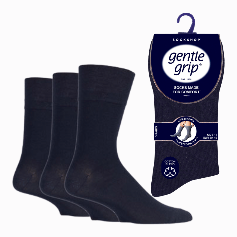 Mens Gentle Grip Socks Plain Navy