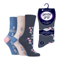 Ladies Retro Charm Navy Gentle Grip Socks