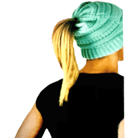 Ladies Knitted Ponytail Beanie Hat