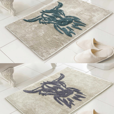 Highland Cow Design 100% Cotton Bath Mats 46x76cm - 2 Assorted Colours