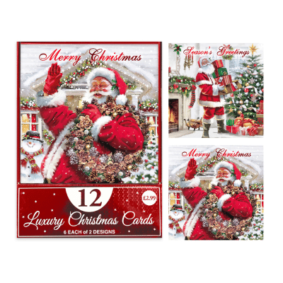 Traditional Santa 12 Pack Christmas Cards