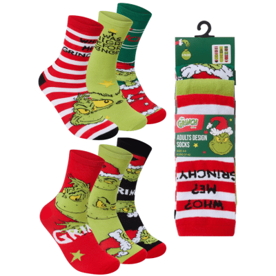 Adults 3 Pack Official Grinch Socks