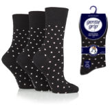 Ladies Gentle Grip Socks Black Dots