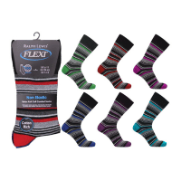 Mens Flexi-Top Non Elastic Socks Bright Stripe