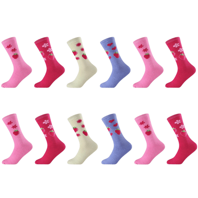 Ladies Brushed 3 Pack Thermal Socks - Strawberry Design