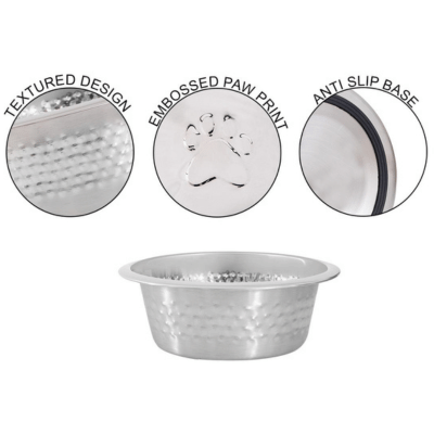 Textured Stainless Steel Pet Bowl