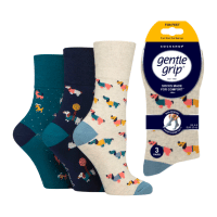 Ladies Gentle Grip Socks Fun Feet Dog Person