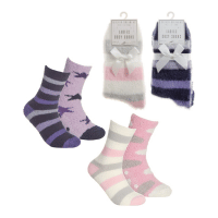 Ladies 2 Pack Cosy Feather/Yarn Socks