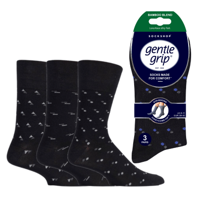 Mens Bamboo HoneyComb Gentle Grip Socks Dash/Dot