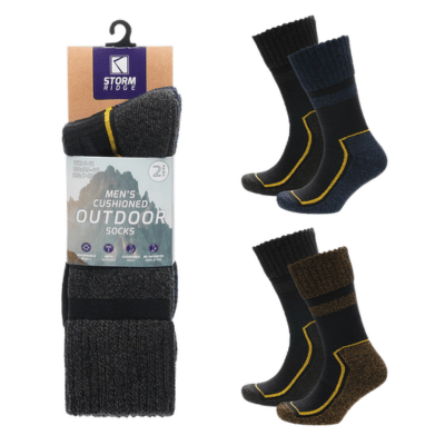 Mens 2 Pack Cushioned Outdoor Socks