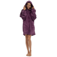 Adults Soft Touch Flannel Fleece Snuggle Hoodie - Deep Purple