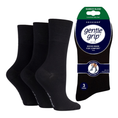 Ladies Bamboo HoneyComb Gentle Grip Socks Plain