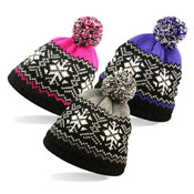 Adult Snowflake Soft Knit Hat With Pom Pom