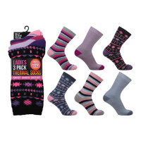 Hot Toes Ladies 3 Pack Thermal Socks Fairisle