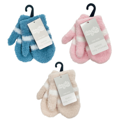 Babies Soft Touch Striped Mittens Light Mix