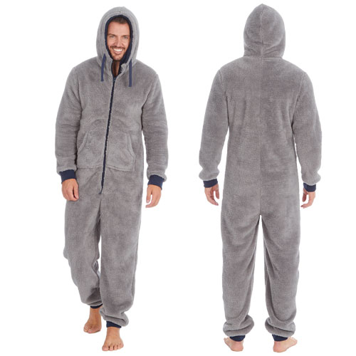 Mens Snuggle Fleece Onezee Grey | Wholesale Nightwear | Wholesale All ...