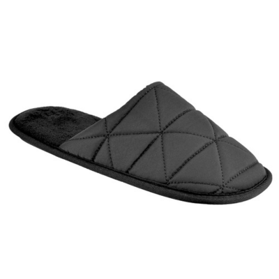 Mens Quilted Mule Slipper Black