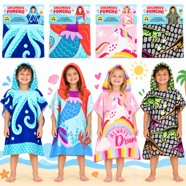 Kids Towel Poncho 60x120cm