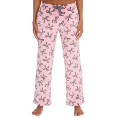 Ladies Bow Design Fleece Lounge Pants