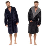 Mens Flannel Fleece Robe With Lined Hood