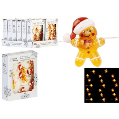 Snow White 20 LED Gingerbread Battery Operated String Lights