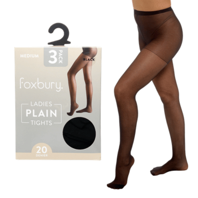 Ladies 3 Pack Black 20 Denier Tights - Assorted Sizes
