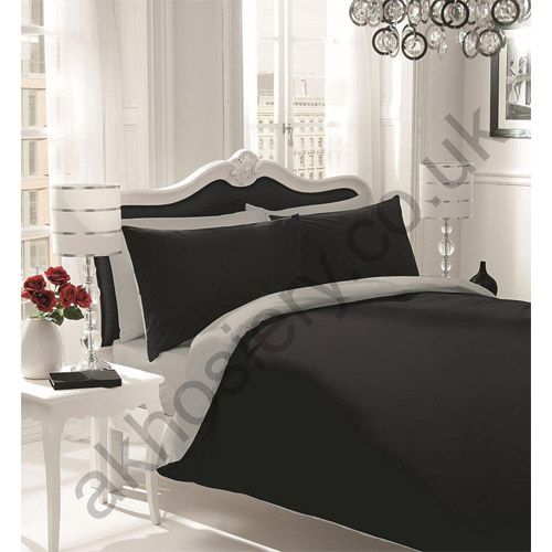 Reversible Bedding Sets Plain Black/Grey