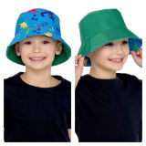 Boys Dino Printed Bucket Hat Reversible