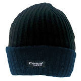 Adult Ribbed Hat With Lining Navy Turned