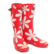 Ladies Wellies Daisy Red